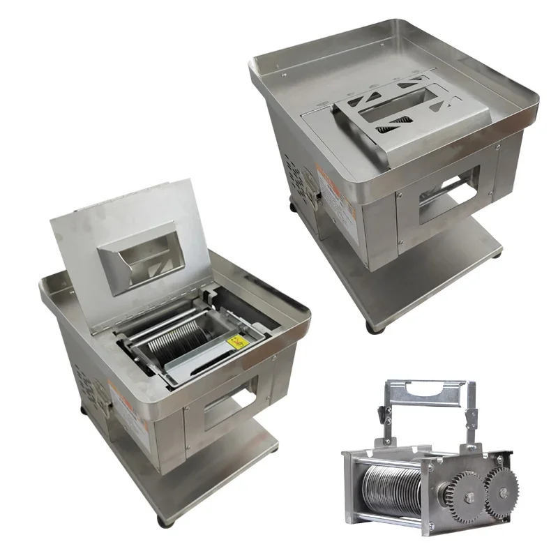 Image of 110V 220V Schweinefleisch-, Hammelfleisch- und Rindfleisch-Schneidemaschine, Kommerzielle und Haushaltsgeeignete Automatische 2,5-20MM Fleischschneidemaschine