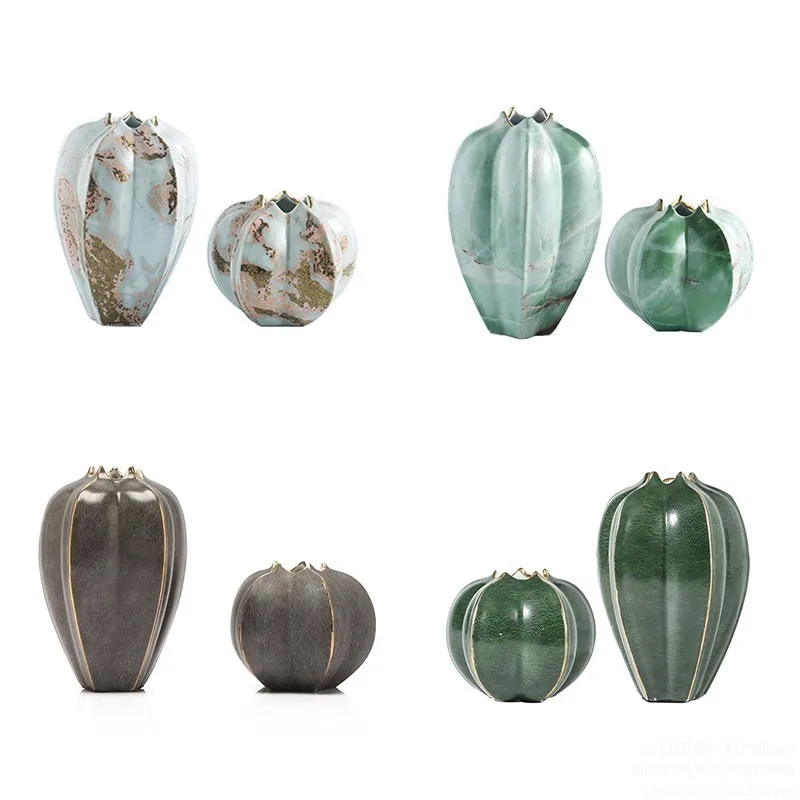 New pink sand gold series handmade ceramic vase sample room simple dried flower device modern soft decoration ornament