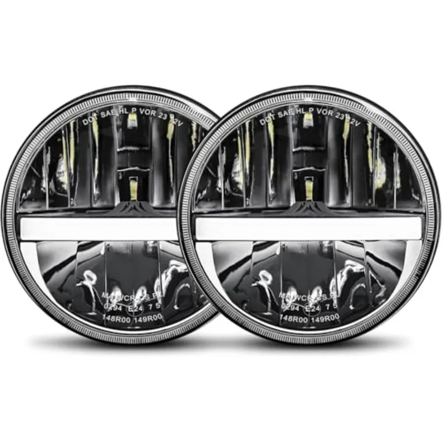 

7 Inch LED Headlight Round DOT Approved Classic LED Headlights Compatible with JK TJ LJ CJ H6024 Turn Signal Amber White DRL He