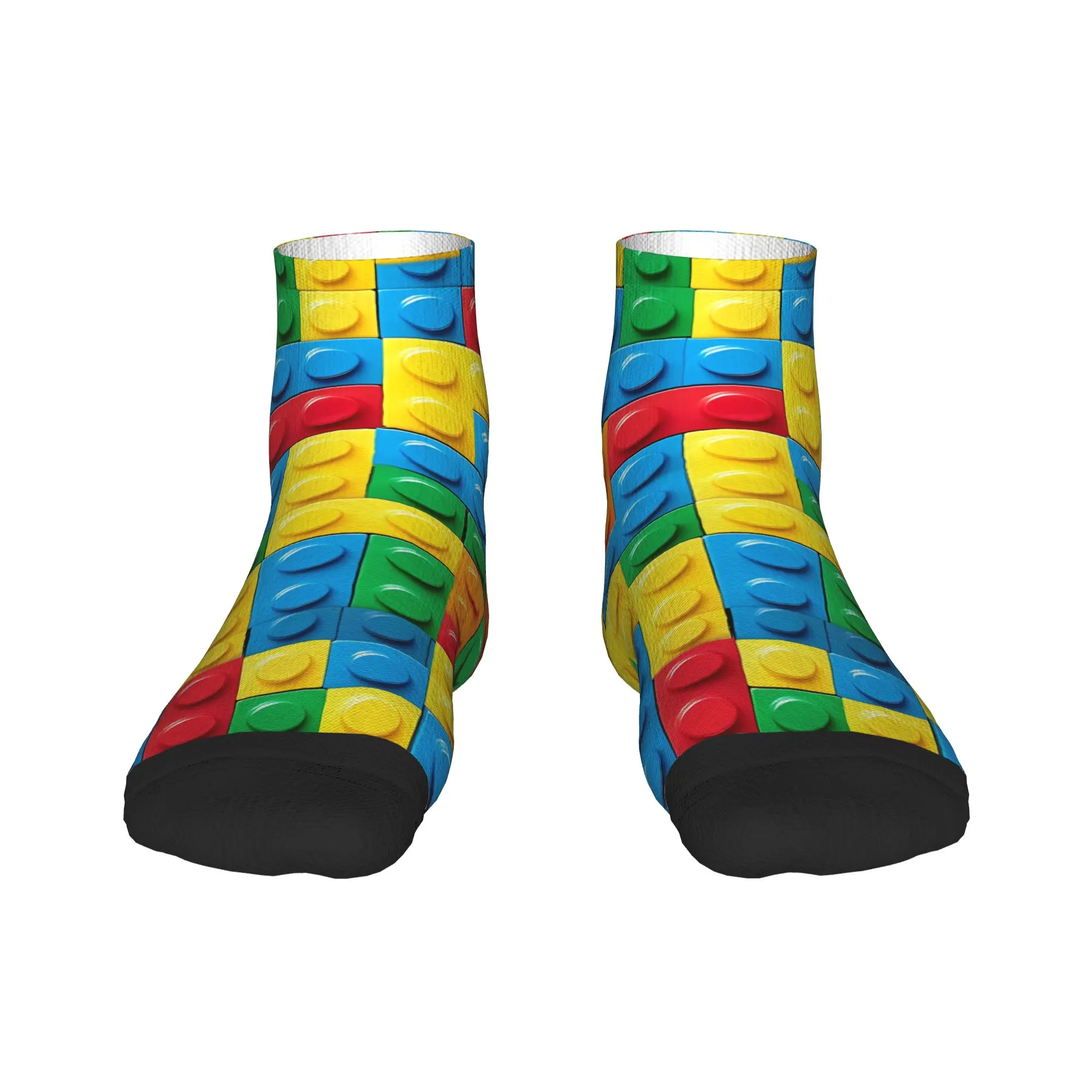 Bold Brick Print Colorful Building Blocks Socks Autumn Ankle Socks Elegant Unisex Men Quality Socks Cycling Anti Skid Socks