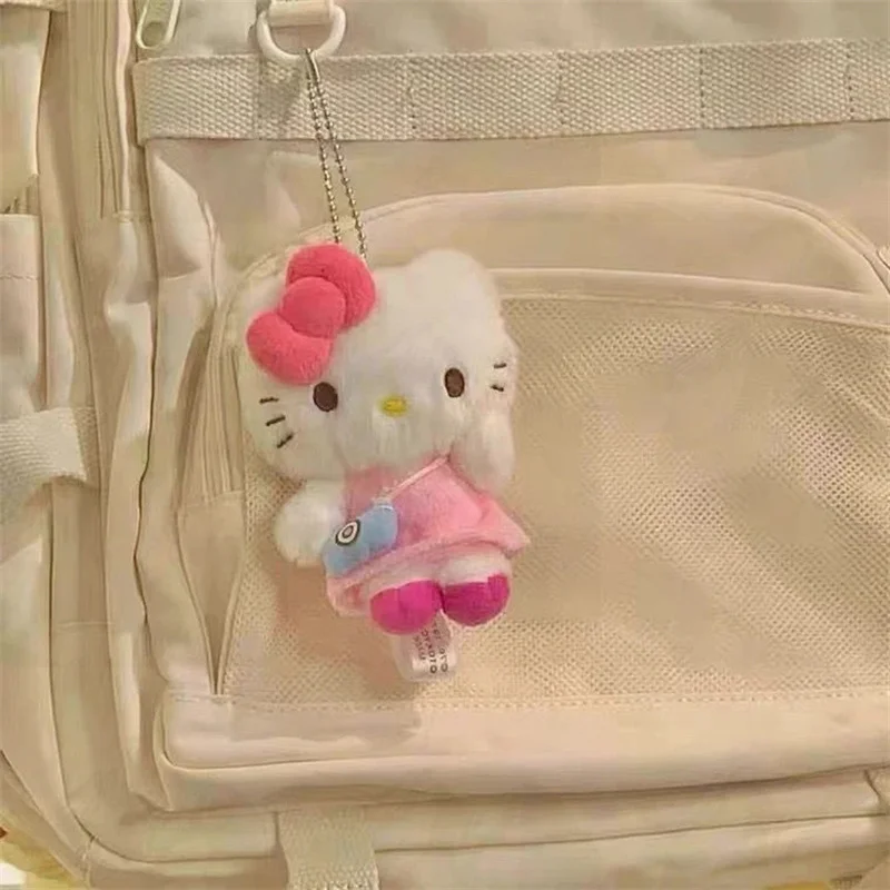 Hello Kitty Sanrio Keychain Plushie Children Toys Keyring Girls Kawaii Soft Plush Pendant Keychians Cute Women Key Chain On Bags