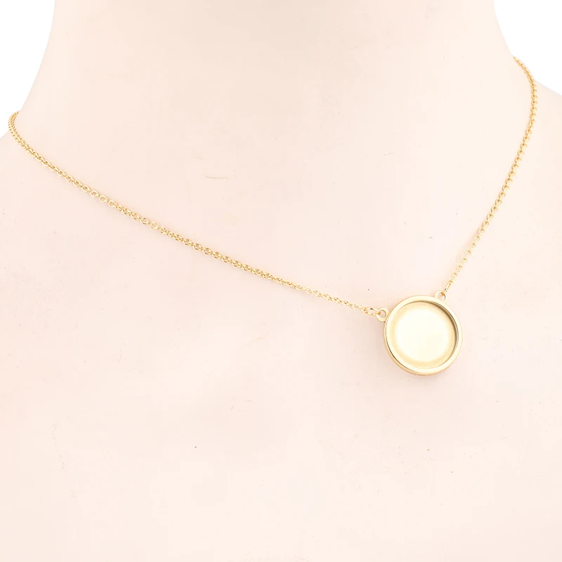 Onwear 5 sztuk ze stali nierdzewnej regulowany Choker naszyjnik wisiorek fasetowane wisiorki 16mm 18mm Cabochon baza ustawienie Blanks Diy Accessorie — zdjęcie 4