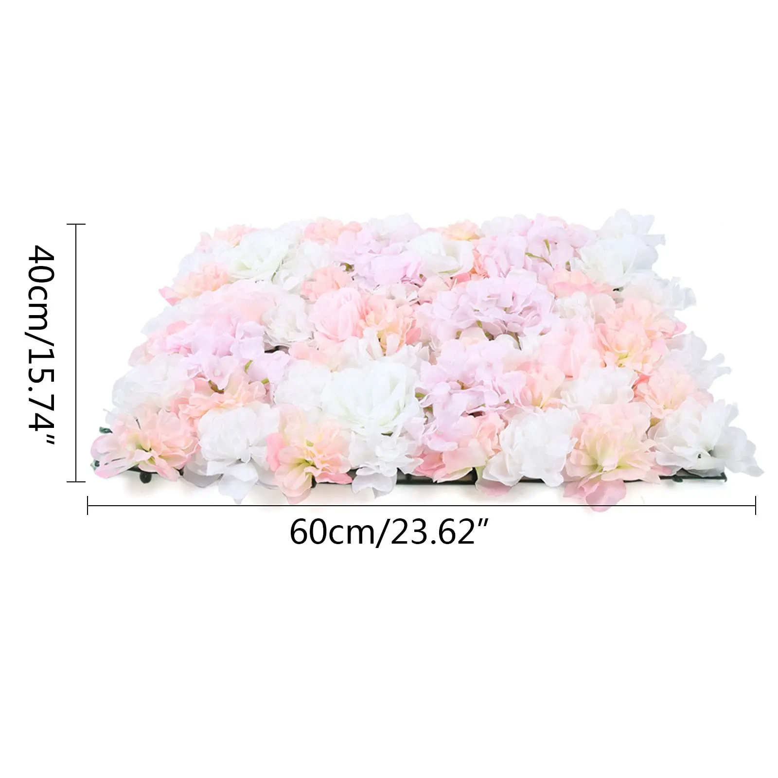 Loyalheartdy 8 pacotes de painéis de parede de flores artificiais 24 "x 16" rosa claro e branco falso hortênsia e rosa cenário de flores artificiais