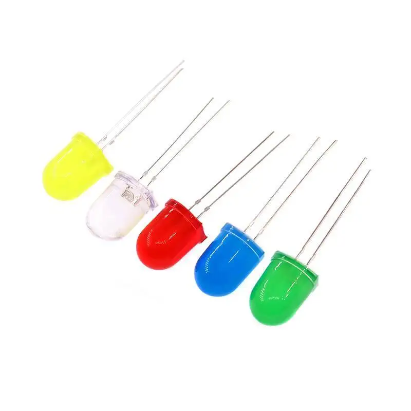 10 Stück 10MM LED F10 Rundkopf-Leuchtdioden Weiß Blau Rot Grün Gelb Hohe Helligkeit Direktanschluss – Detail 1
