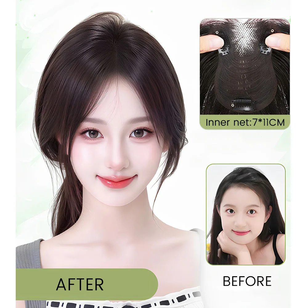 Synthetic Topper Hairpiece Natural Fake Fringe Invisible Clourse Hairpiece False Bang Clip In Bangs Extension for Women