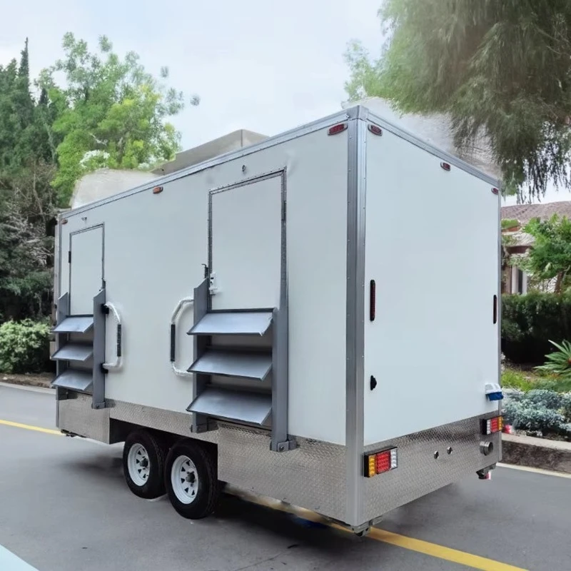 High Quality Two-Stall Mobile Restroom Trailer Portable Outdoor Mobile Toilets for Apartment Use