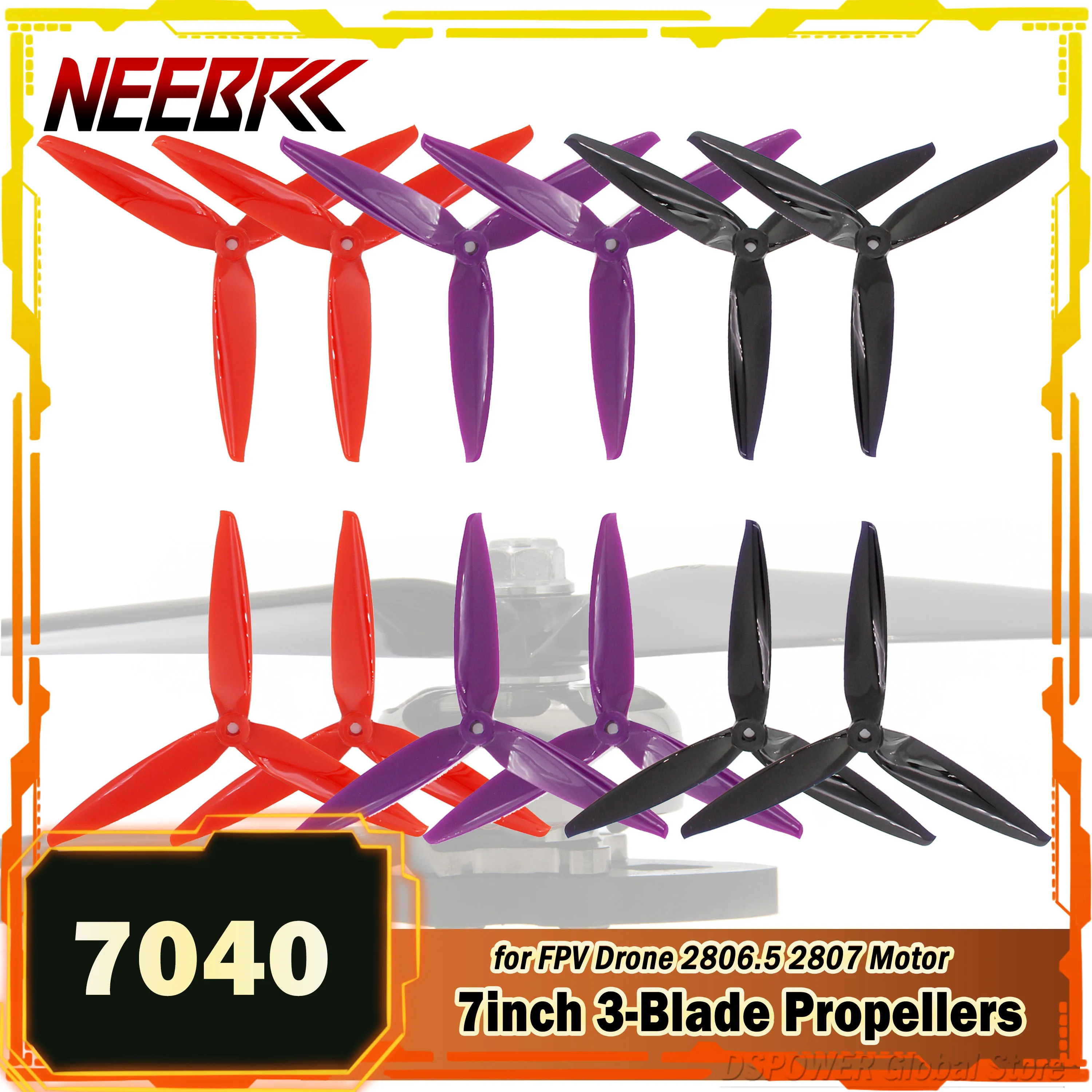 NEEBRC 7040 3-Blade Propellers Low Noise CW CCW FPV Blade for RC 7inch Mark4 APEX Racing Drone Quadcopter DIY 2806.5 2807 Motor