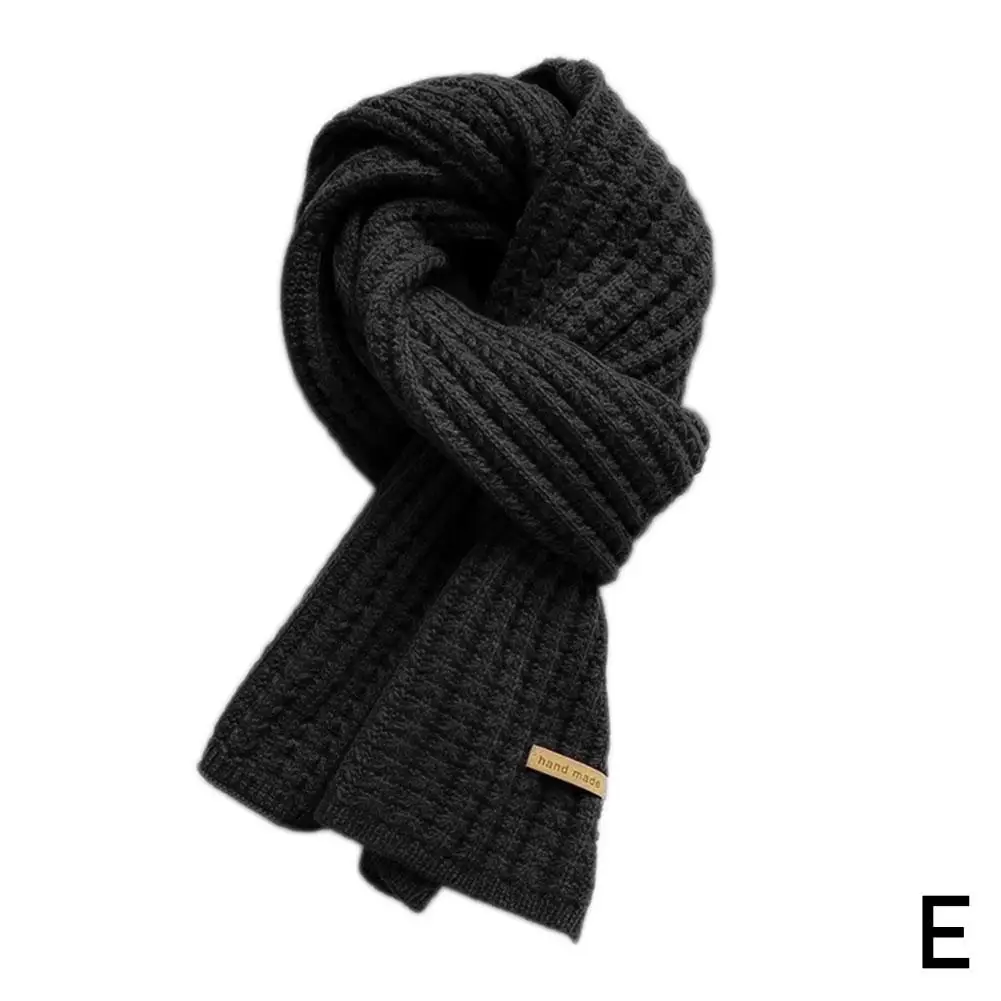 Winter Thickened Thermal Knitted Scarf For Women Men Solid Color Korean Warmer Long Size Scarve Christmas New Year Gifts Un S7Z2