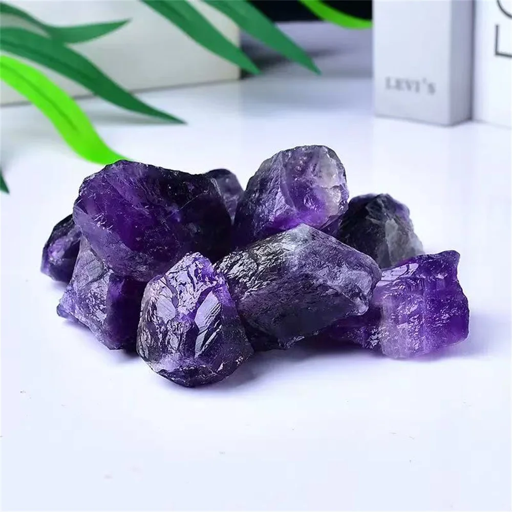 

Natural Crystal Amethyst Raw Stones Purple Rough Quartz Crystals Reiki Healing Energy Gemstone Specimen Mineral Home Decora
