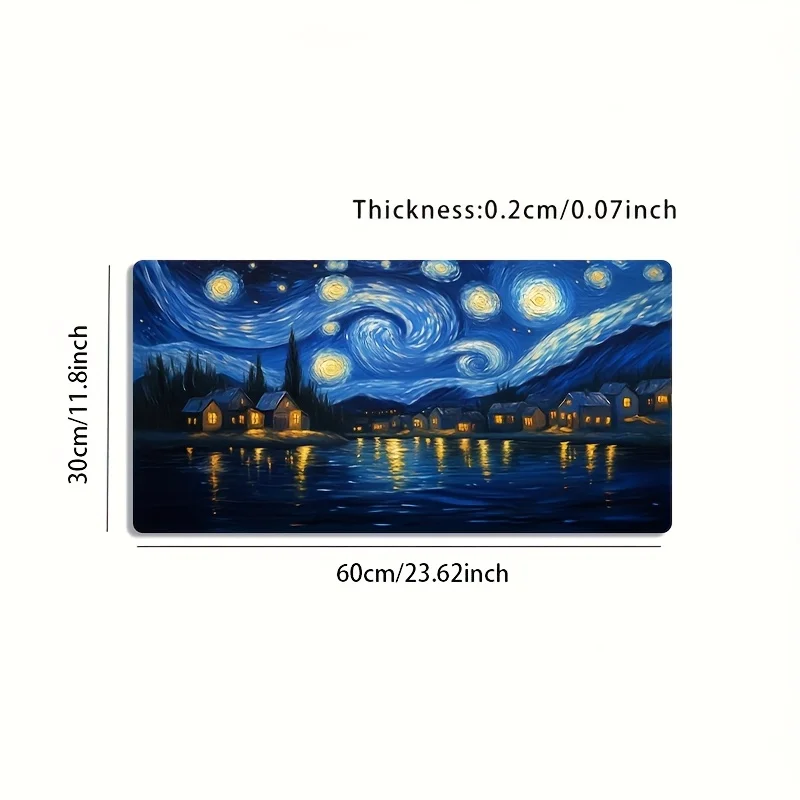 Starry Night Oil Painting XXL Gaming Mouse Pad Large Desk Mat Non Slip Washable Rubber Base PC Laptop Gamer Gift