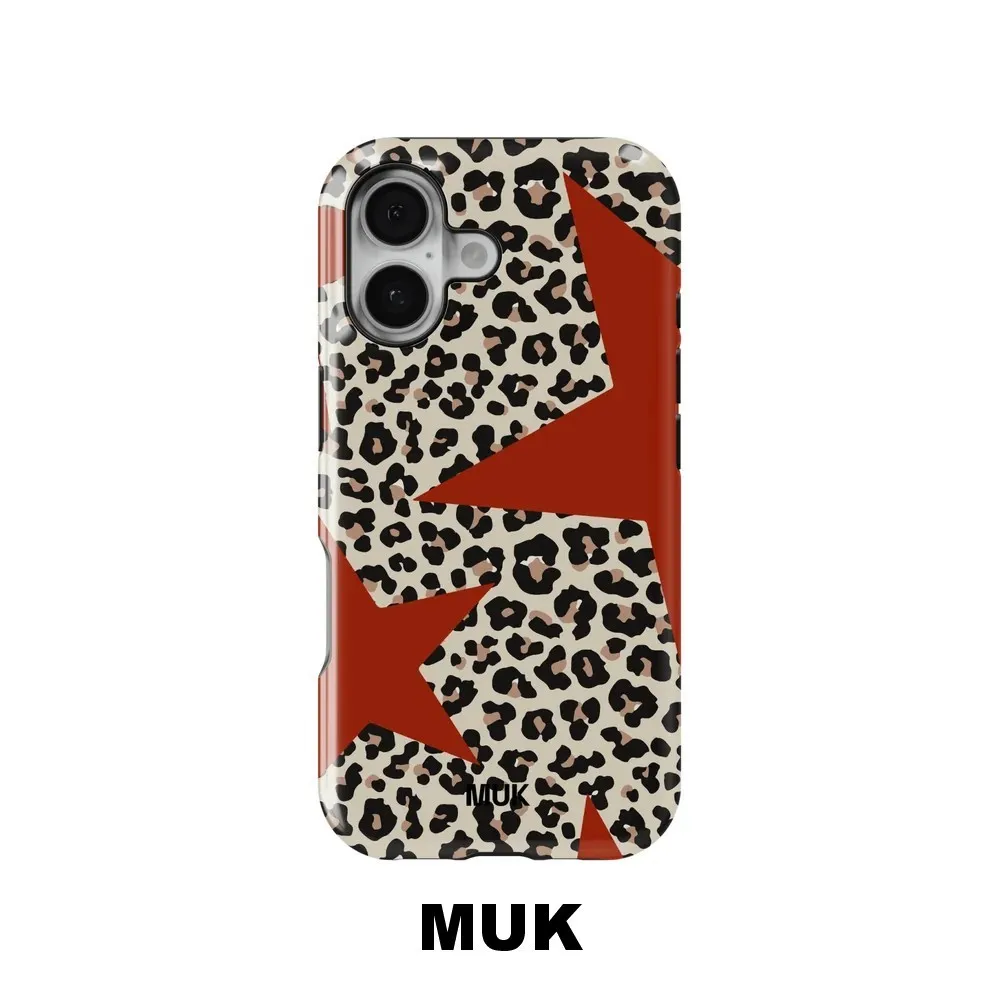 MUK Leopard Red Print Phone Case for Samsung Galaxy S20 S23 S24 S25 S26 FE Plus Ultra Edge 4 5G Double-layer Back Cover