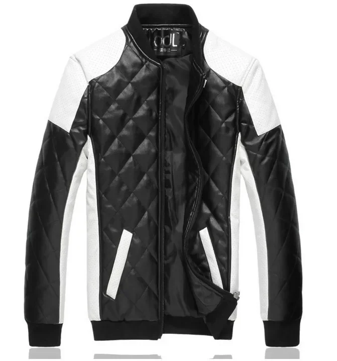 HOO 2024  men 's clothing of water washing leather fashion diamond, A leather jacket Big yards warm spell color leather