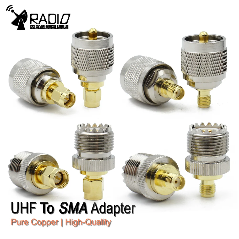 SMA To UHF Adapter UHF SO239 PL259 to SMA Male Female Straight RF Coaxial Connector for CB Radio Antenna Brass Copper