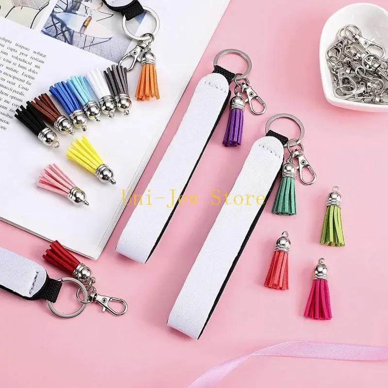 40GB 60 Pcs Dye Sublimation Blank Diving Material Keychains Set White Wrist Straps