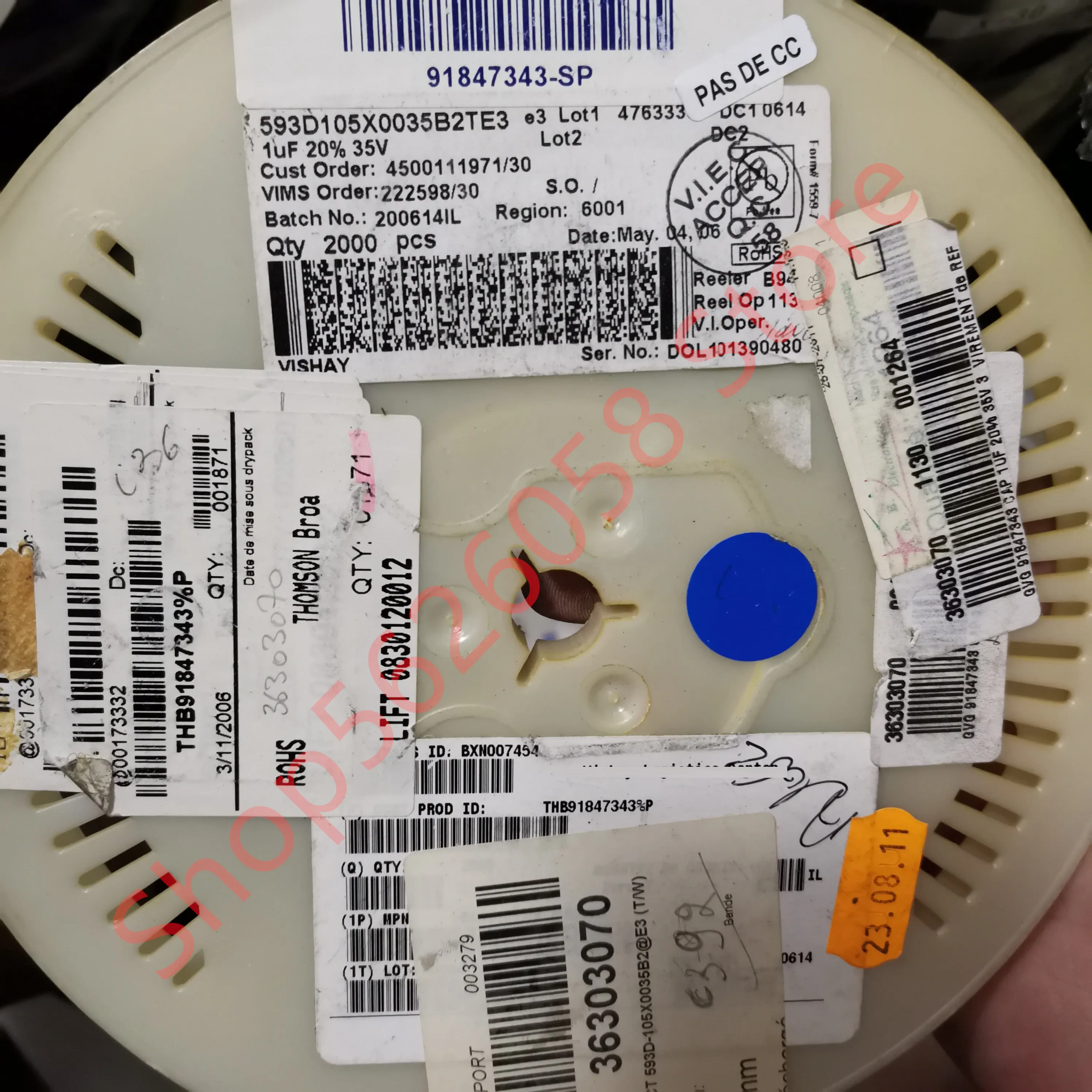 593DSpringX0035B2TE3 1411 1uF ± 20% 35V 2Ω 50 PCS/uno Original et Authentique, Livraison Gratuite