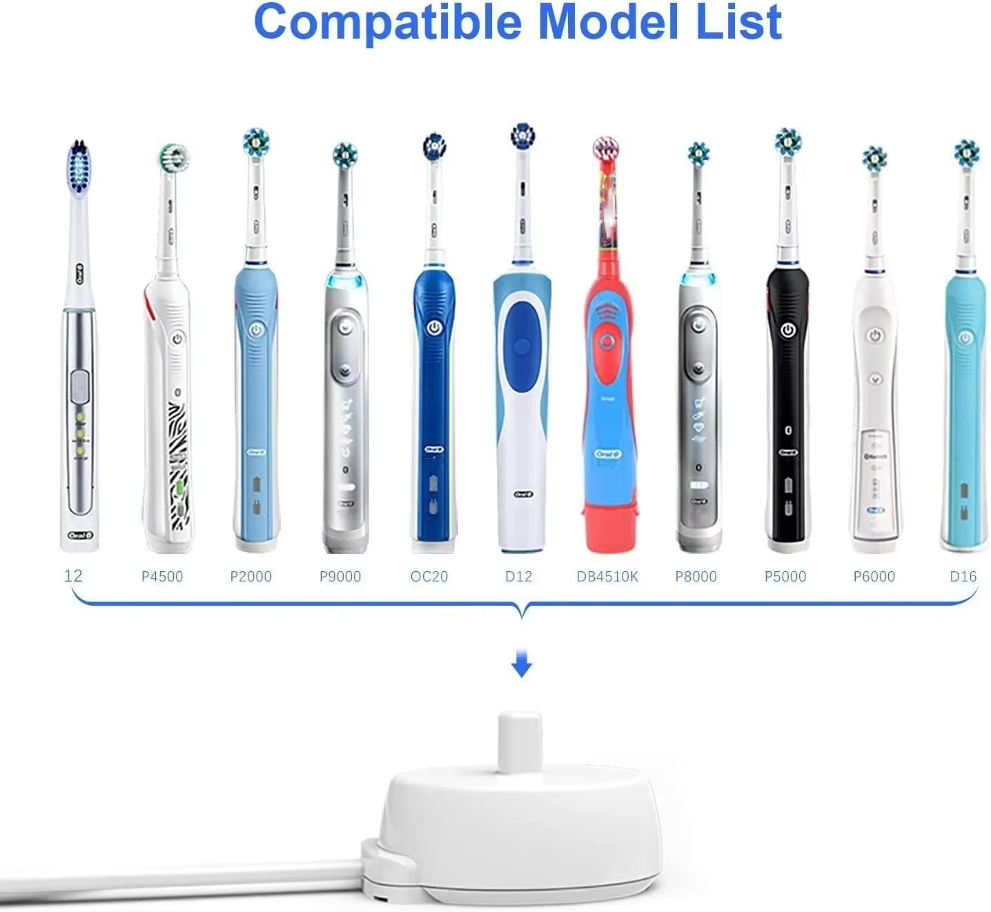 KVIFO USB Charger Fit for Oral B Electric Toothbrush Series 3 4 5 6 Pro 1000 3000 5000 Waterproof Inductive Charging Base image 2