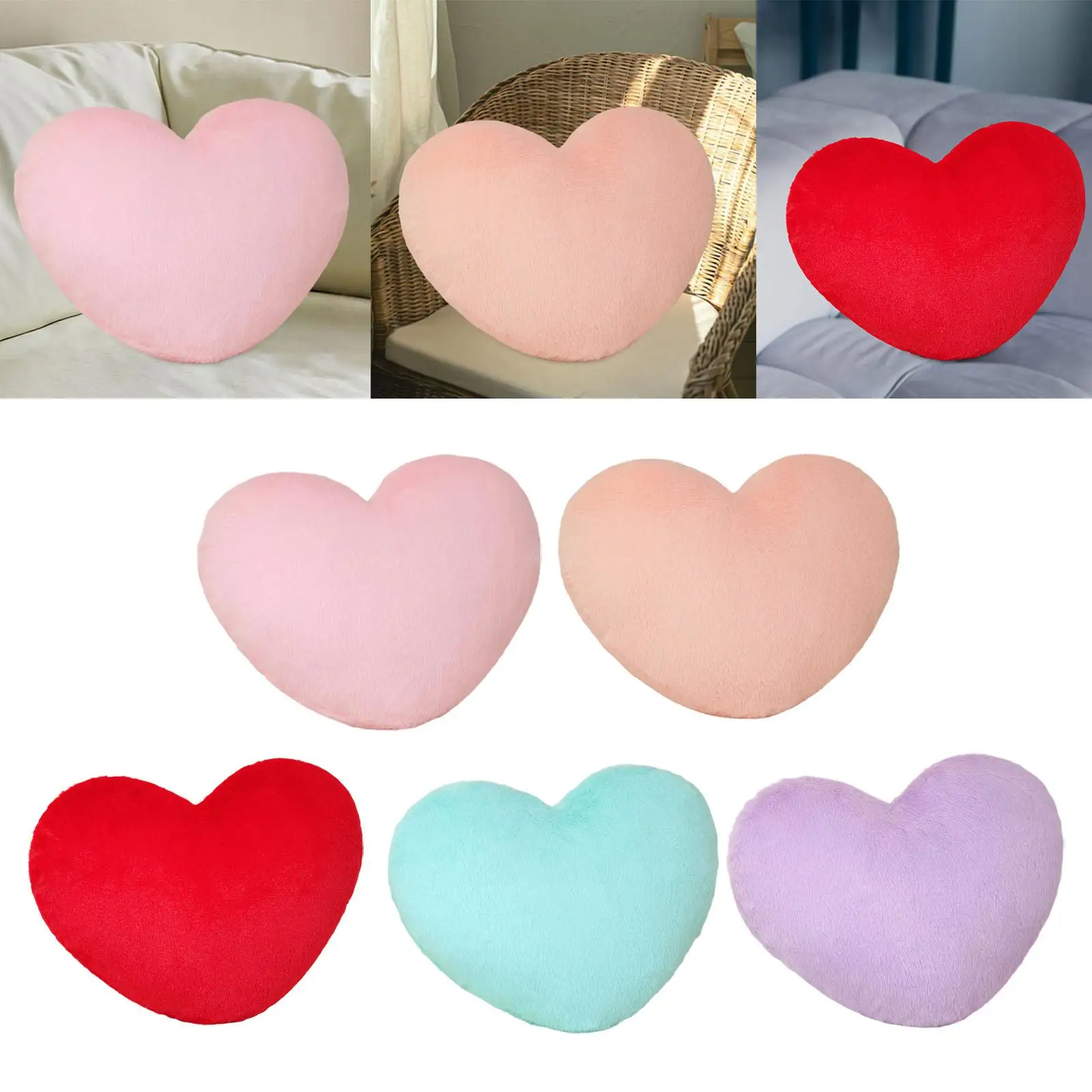 Heart Pillow Ornament Napping Home Furnishing Photo Prop Decorative Cushion Waist Support for Couch Car Chair Study Room Bedroom