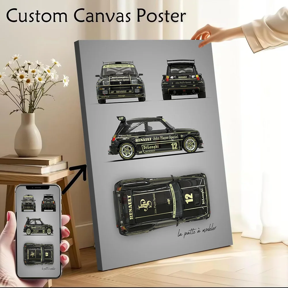 French Car 5 Turbo Printed Canvas Poster Custom Pictures Wall Art Canvas Painting for Home and Decoration Living Room Wand Deko