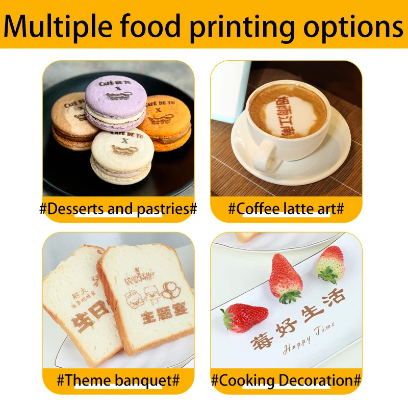 Yaomatec Portable Colorful Food Printer logo Picture Inkjet Printer DIY Bread Coffee Beer Cake Food Edible Ink Jet Printer