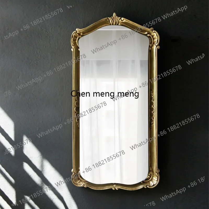 European retro carved bust mirror, living room entrance, bedroom wall-mounted vanity mirror