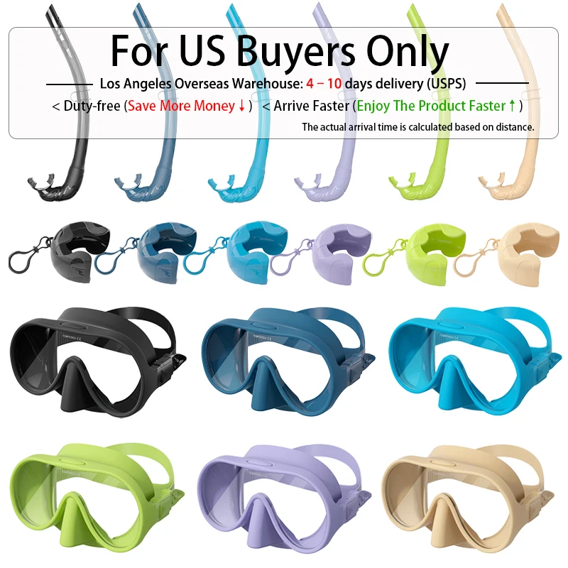 

[For US]Professional Frameless Scuba Mask and Snorkel Adults - Anti-Fog, UV Protection,Tempered Glass - Spearfishing, buceo