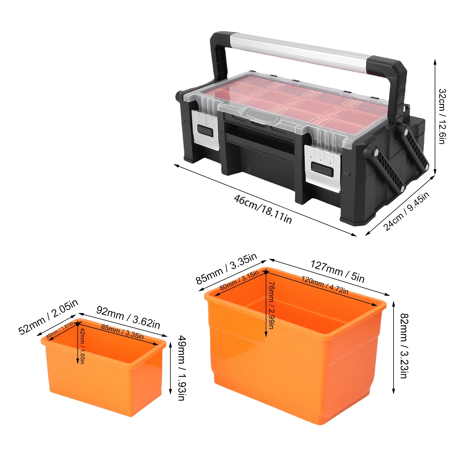 Small Parts Organizer 2 Layer 18 Compartments Multi Functional Electronic Tool Box for Screws Nuts Bolts Drill Bits Wire Termina