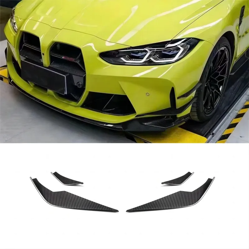 

VS Style Front Bumper Fins Canards Splitters For BMW 3 4 Series BMW G80 M3 G82 M4 2021+Front Bumper Fins Trims 4PCS Carbon Fiber