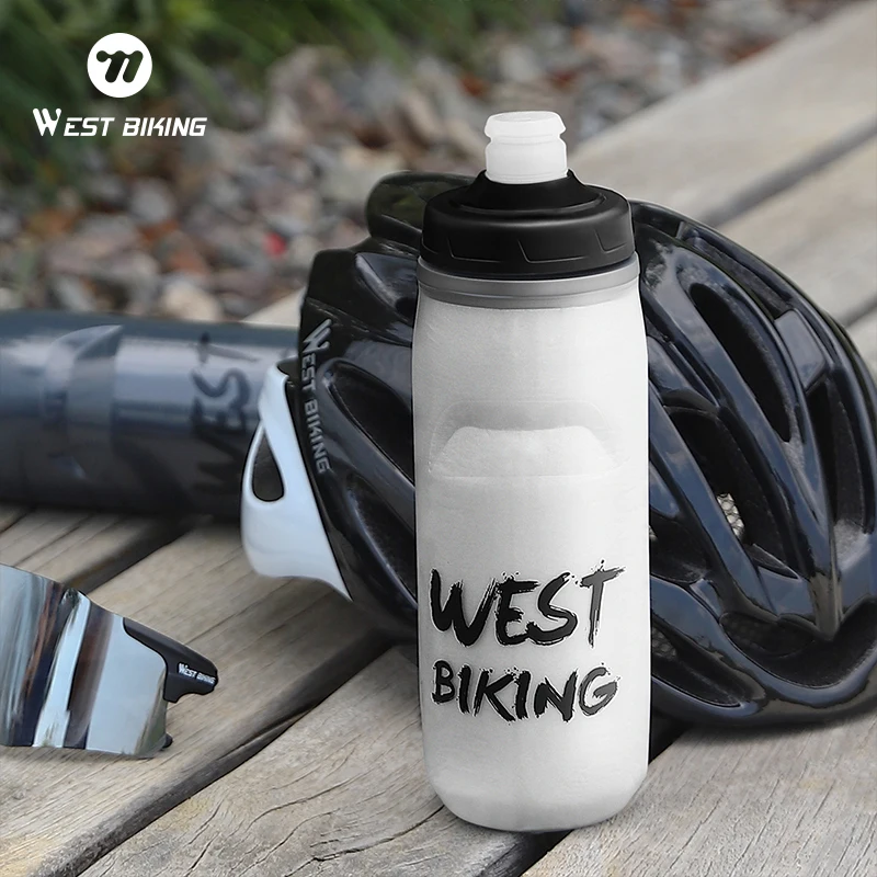 

WEST BIKING 620ml Bicycle Water Bottle 3 Layers Keep Cold&Insulated Cycling Water Bottle Leakproof Portable Squeeze Sport Kettle