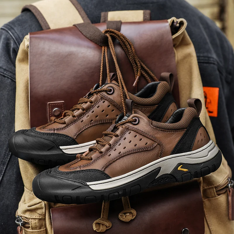 

Men's Hiking Camping Shoe Waterproof Leather Upper Non Slip Hiking Boots Outdoor Durable Non Slip Sole Sports Shoes Large Size