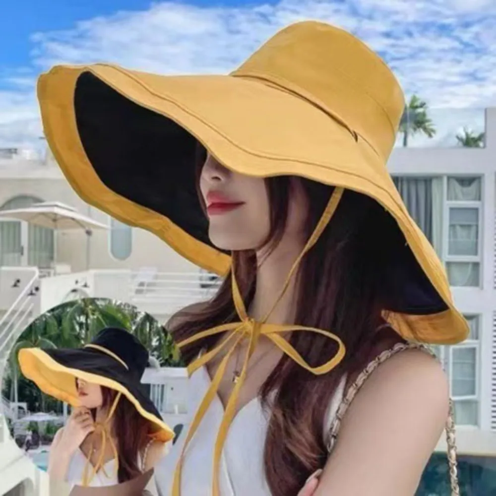 

Casual Double-Sided Women Fisherman Hat Foldable Adjustable Wide Brim Sun Hat Travel Outdoor Sun Protection Hat Fishing