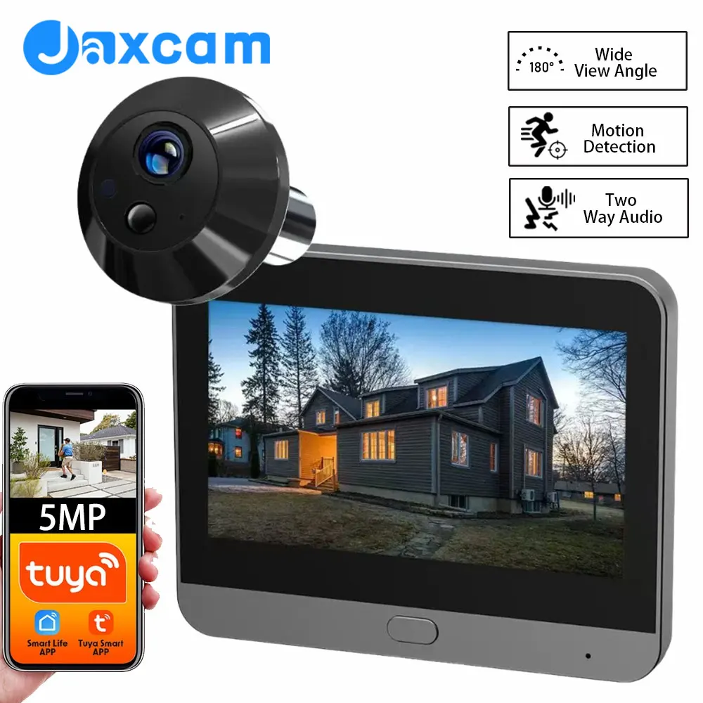 

5MP HD Tuya Smart Life APP 2.4Ghz WiFi Digital Magic Eye Door Viewer Battery Powered Peephole Camera with 4.3inch Screen Monitor
