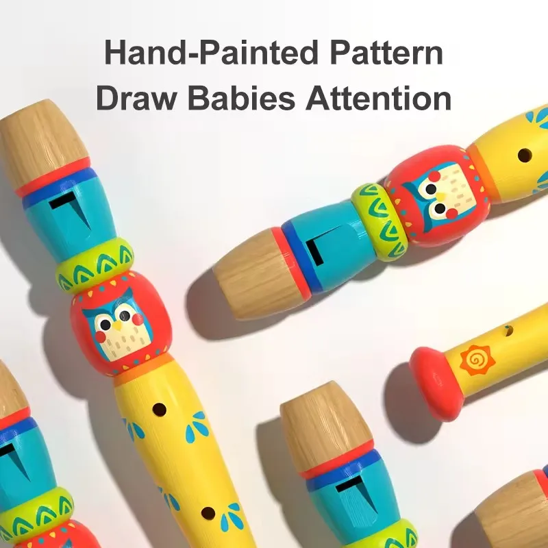 Mideer الناي العمودي الخشبي آلة موسيقية ملونة للمبتدئين تطوير الموسيقية تصميم جميل ألعاب تعليمية