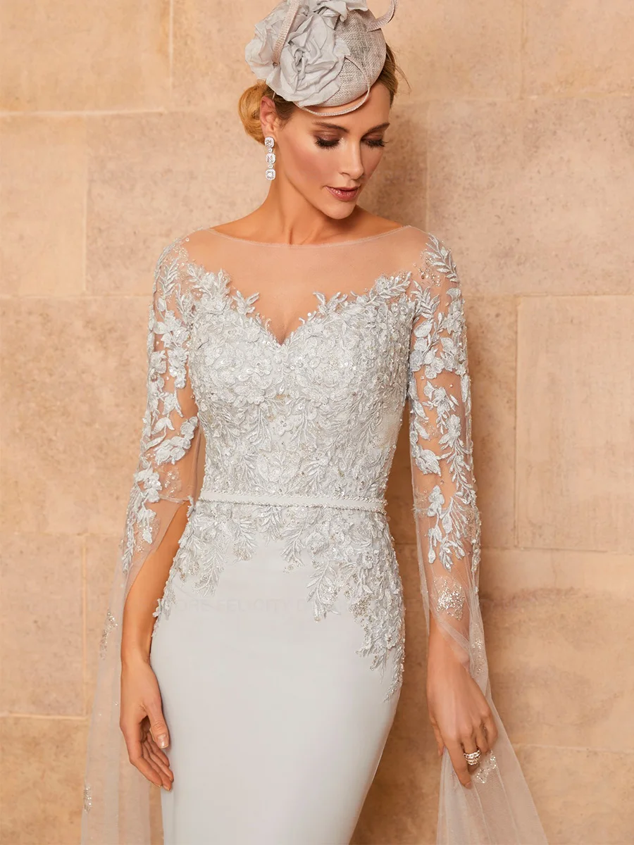 Gorgeous Mother of the Bride Dresses 2025 Customized Sheath Illusion Long Wedding Guest Dresses Lace Sequins Vestidos de Madrina