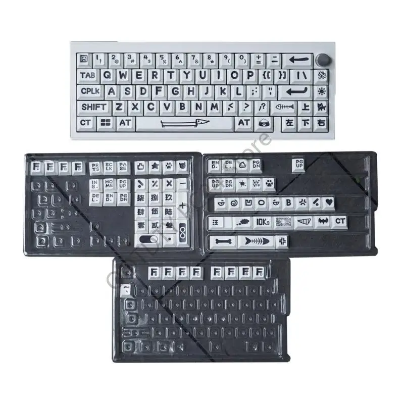 H7BA 138Keys Full Set Big Letter PBT Dye Sub Keycap Animal Party Cherry Profile Cover