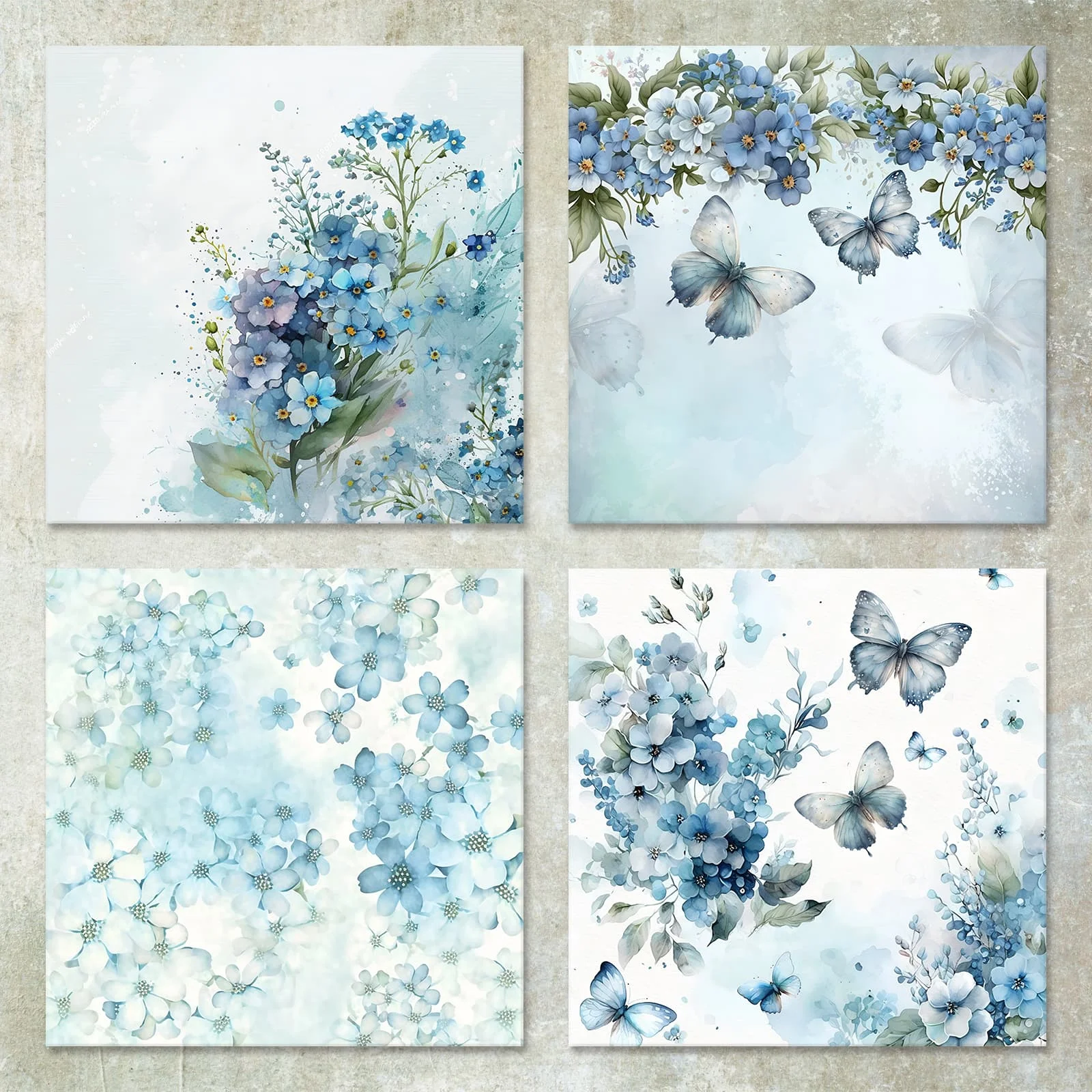 36 Sheets 6inch (Light Blue Butterfly Girl) Clipping Thin Paper for Bullet Diary, Junk Magazine, Greeting Card Background