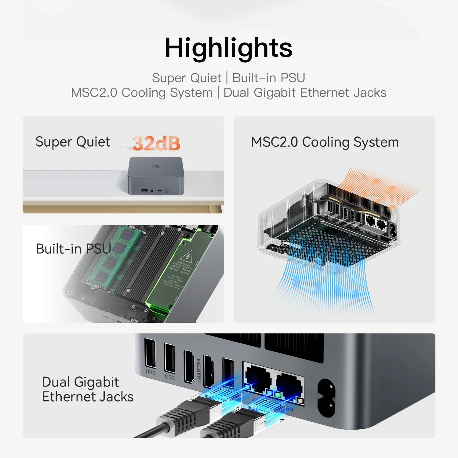 Beelink EQR5 كمبيوتر صغير AMD Ryzen 5 Pro 5650U WiFi6 BT5.2 Dual LAN DDR4 فتحات ذاكرة الوصول العشوائي المزدوجة SSD M.2 2280 SSD USB3.0 كمبيوتر ألعاب مكتبي #1