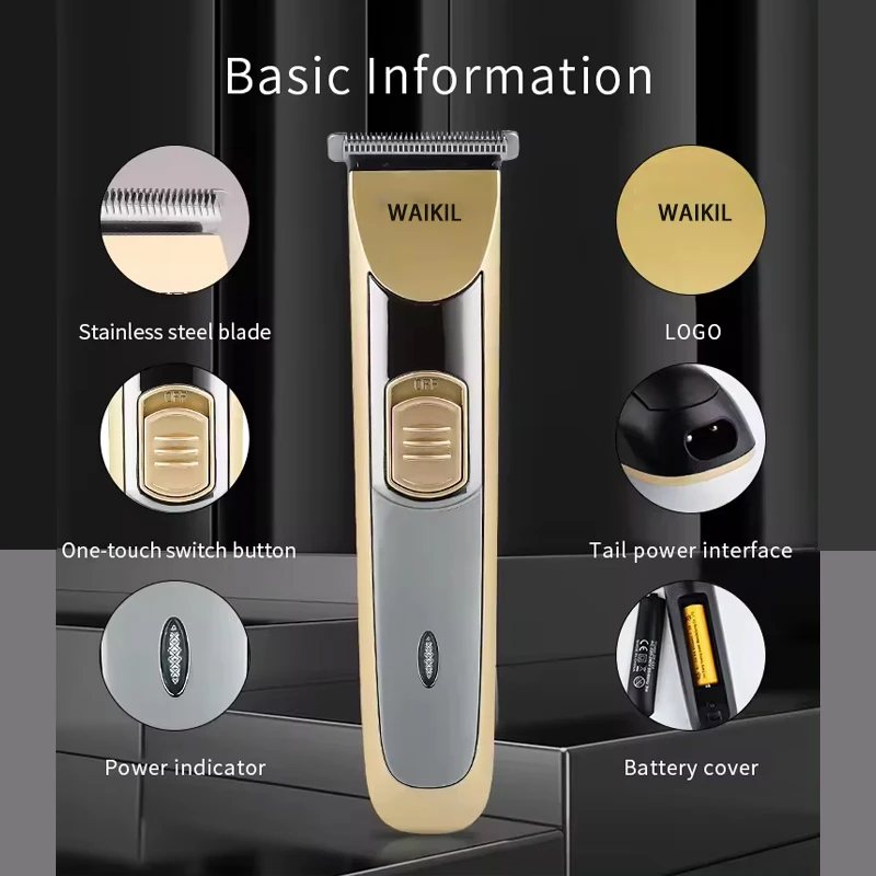 WAIKIL-cortadora de pelo profesional multifuncional para hombre, cortadora de empuje eléctrica con cabezal de aceite, carga USB, recortadora portátil inalámbrica