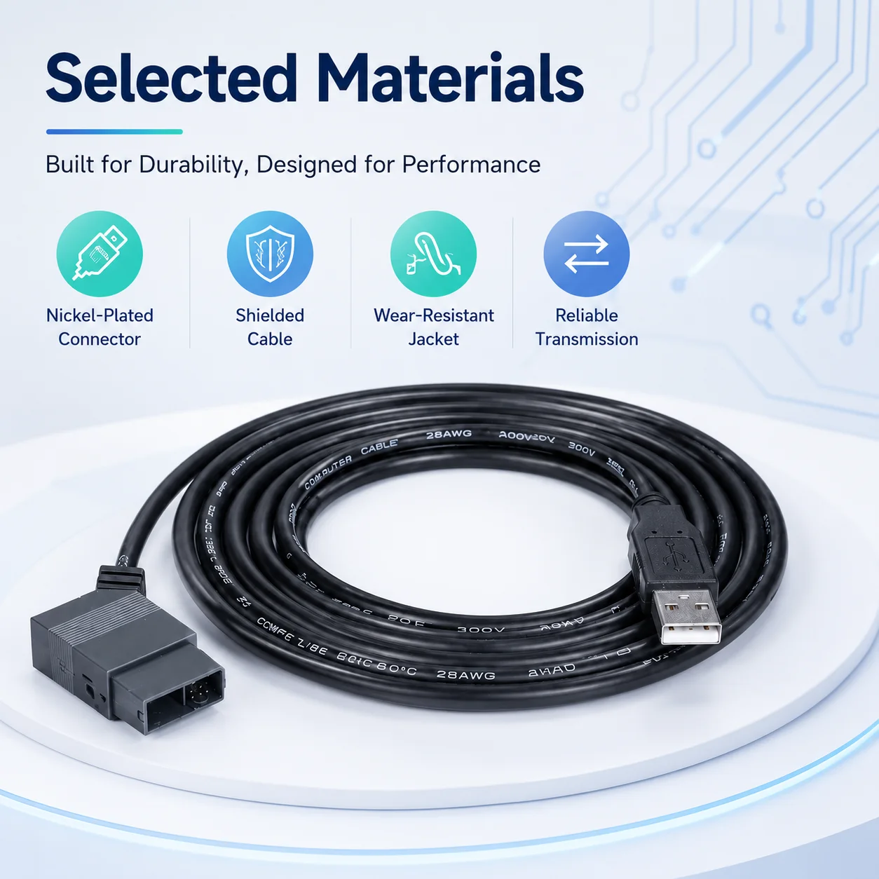 6ED1057-1AA01-0BA0 12V PLC Programming Cable, USB Download Lead for Siemens LOGO! Series with Stable Communication