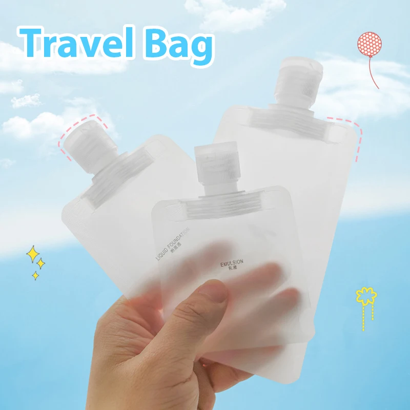 5pcs White PET Makeup Lotion Shower Gel Shampoo Cleanser Travel Dispenser Bag Reusable Portable Dispenser Bag