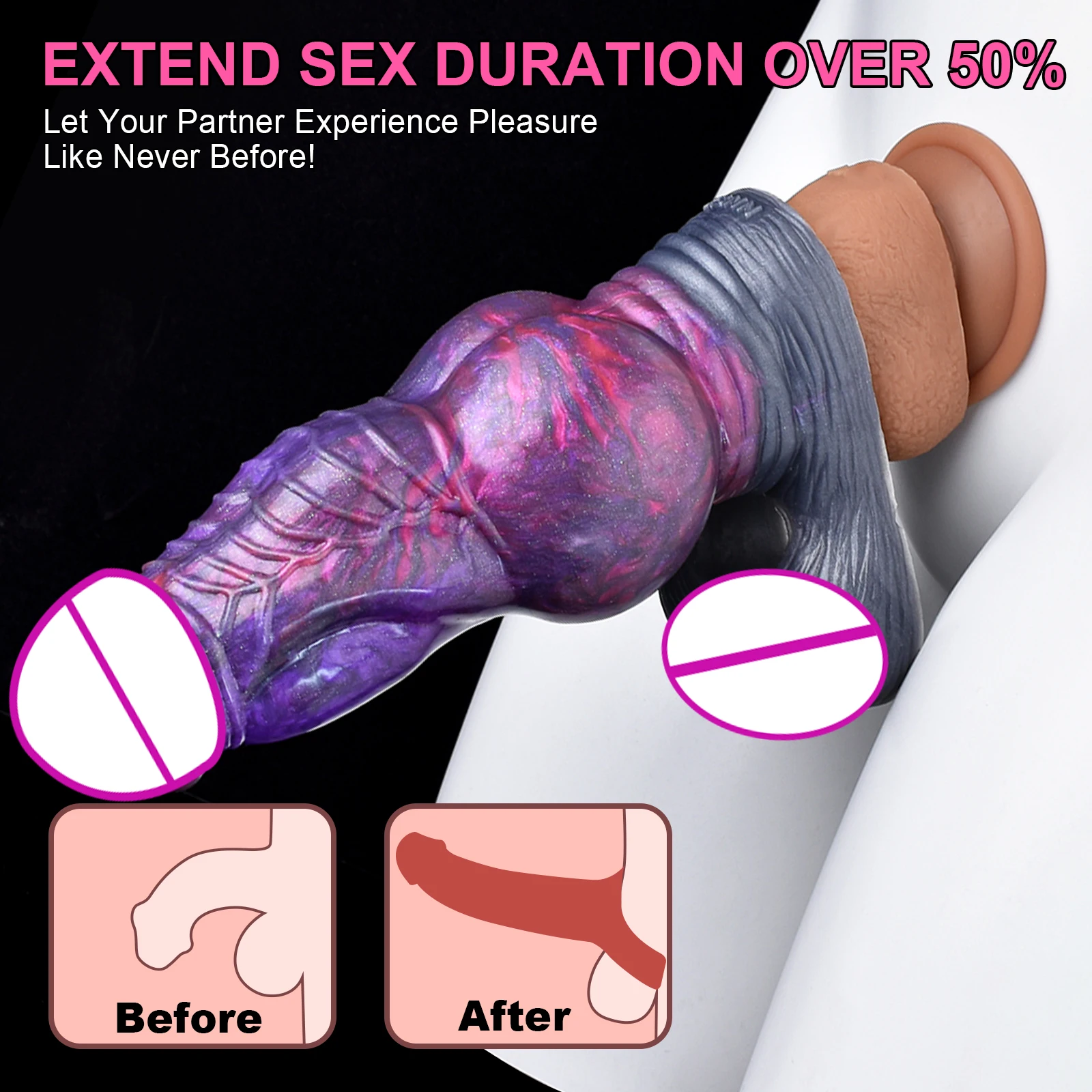 Penis Sleeve Cock Sleeve Penis Extender Stronger Erection Enhancement Delay Ejaculation Wearable Silicone Dog NNSX-PT5149