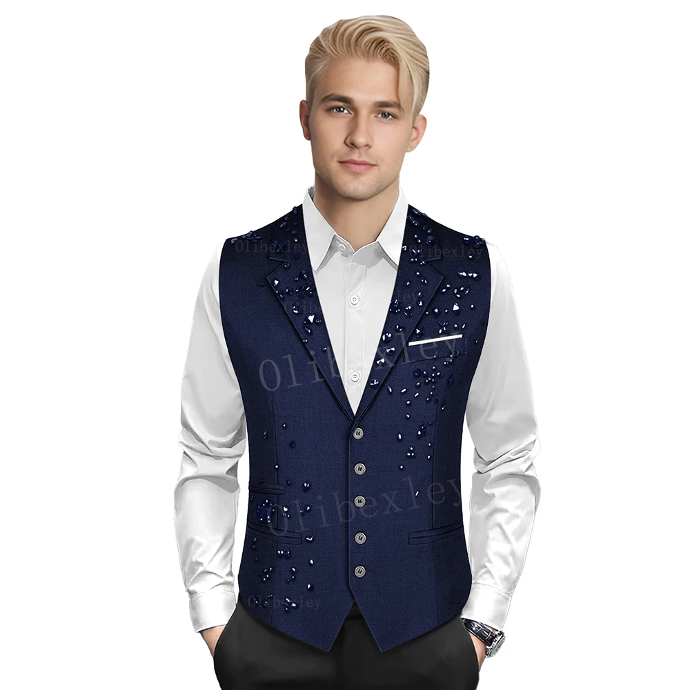 Olibexley VB2 Fashion Men Suit Vest Solid Casual Business Blazer Vests Lightweight Waistcoat Slim Fit Vest for Suit or Tuxedo