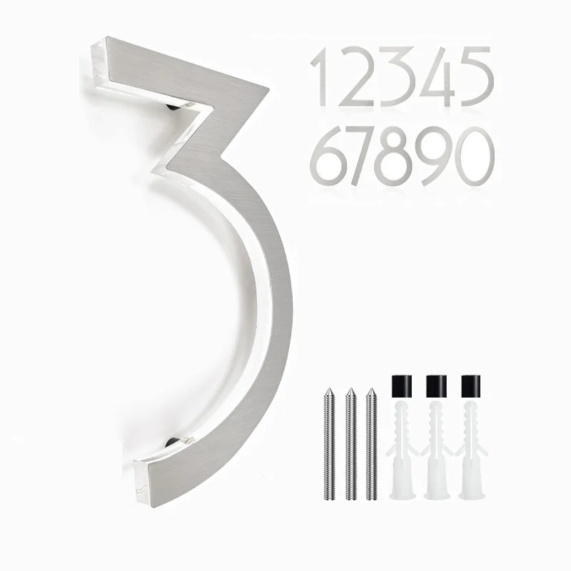8-inch screw semi-perforated stainless steel acrylic crystal letter hotel room number, villa courtyard customized doorplate