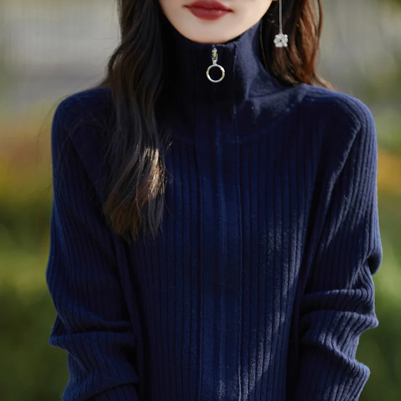 Sweter ze 100% wełny australijskiej, damski kardigan z dzianiny, kurtka z klapami, modny krótki styl, damski nowy sweter z pełnym rękawem