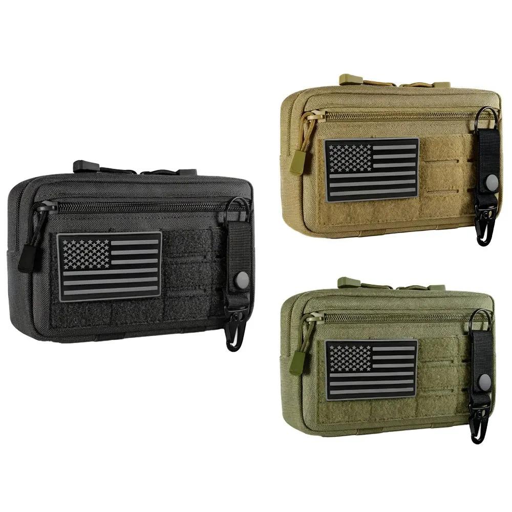 Outdoor Hunting Toolkit Multifunctional Molle Pouch, Sports Waist Pack, Nylon Portable Waist Bag with Emblem and Fixed Buckle