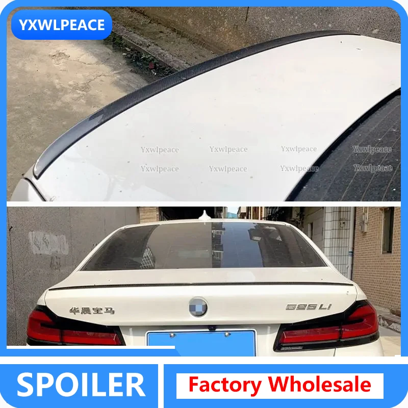 

For BMW 5 Series G30 G38 Spoiler 2018 2019 2020 2021 2022 M5 Sport ABS Plastic Carbon Fiber Look Rear Trunk Wing Accessories