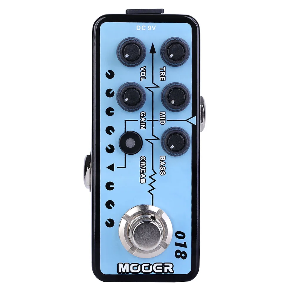 Mooer 018 Custom 100 Digital Preamp Guitar Effect Pedal Cabinet Simulation Dual Channels 3-Band EQ & Gain Electric Guitar Pedal