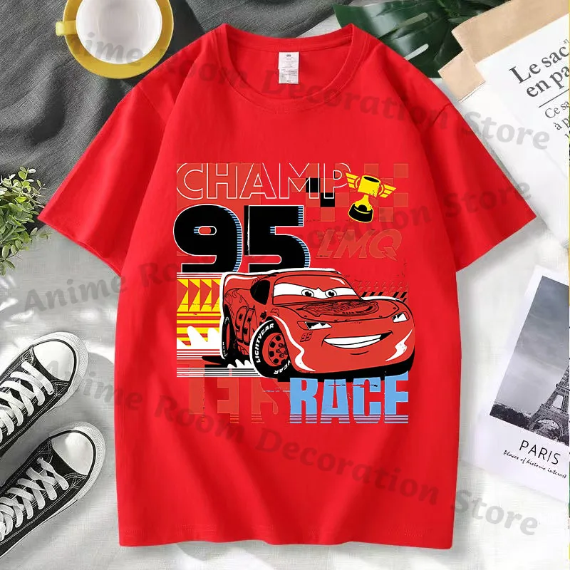 Lightning Mcqueen Red Hip Hop T-shirt for Men Women Anime Cartoon Fashion Short-sleeved Top Couple Summer Sports T-shirts Gifts - view 5