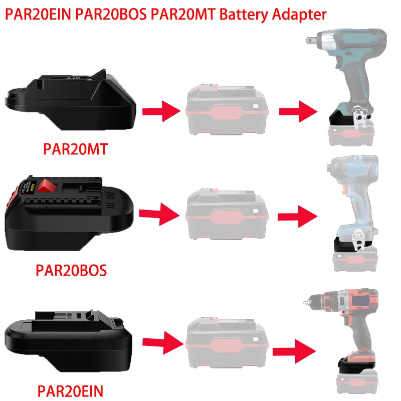

PAR20EIN PAR20BOS PAR20MT Adapter for Parkside 20V Li-ion Batteries Converting To for Ein-hell/Bosch/Makita 18/20V Battery Tools