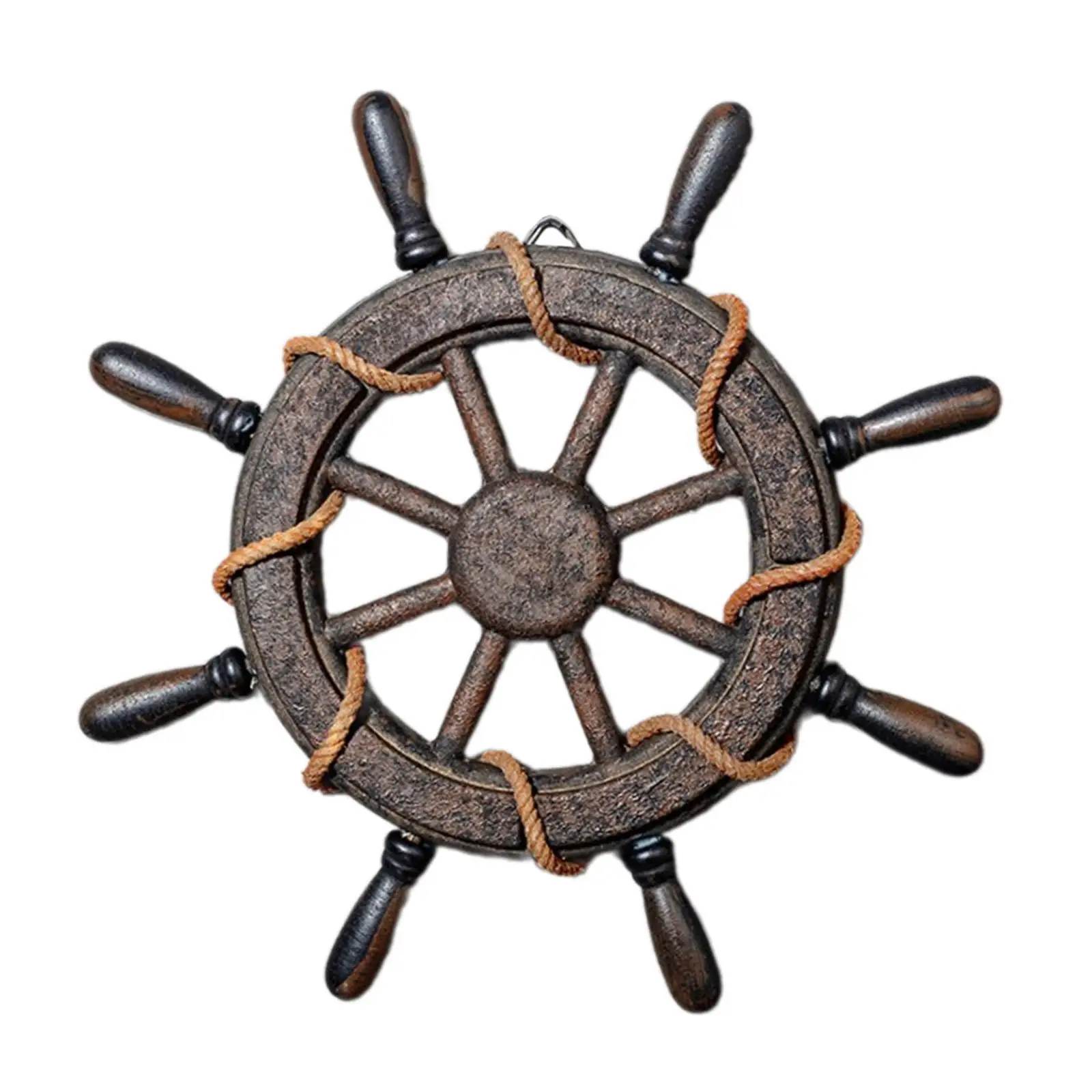 Rustic Wooden Boat Rudder Wall Art Nautical Steering Wheel Decor for Marine Home Decoration Farmhouse Restaurant