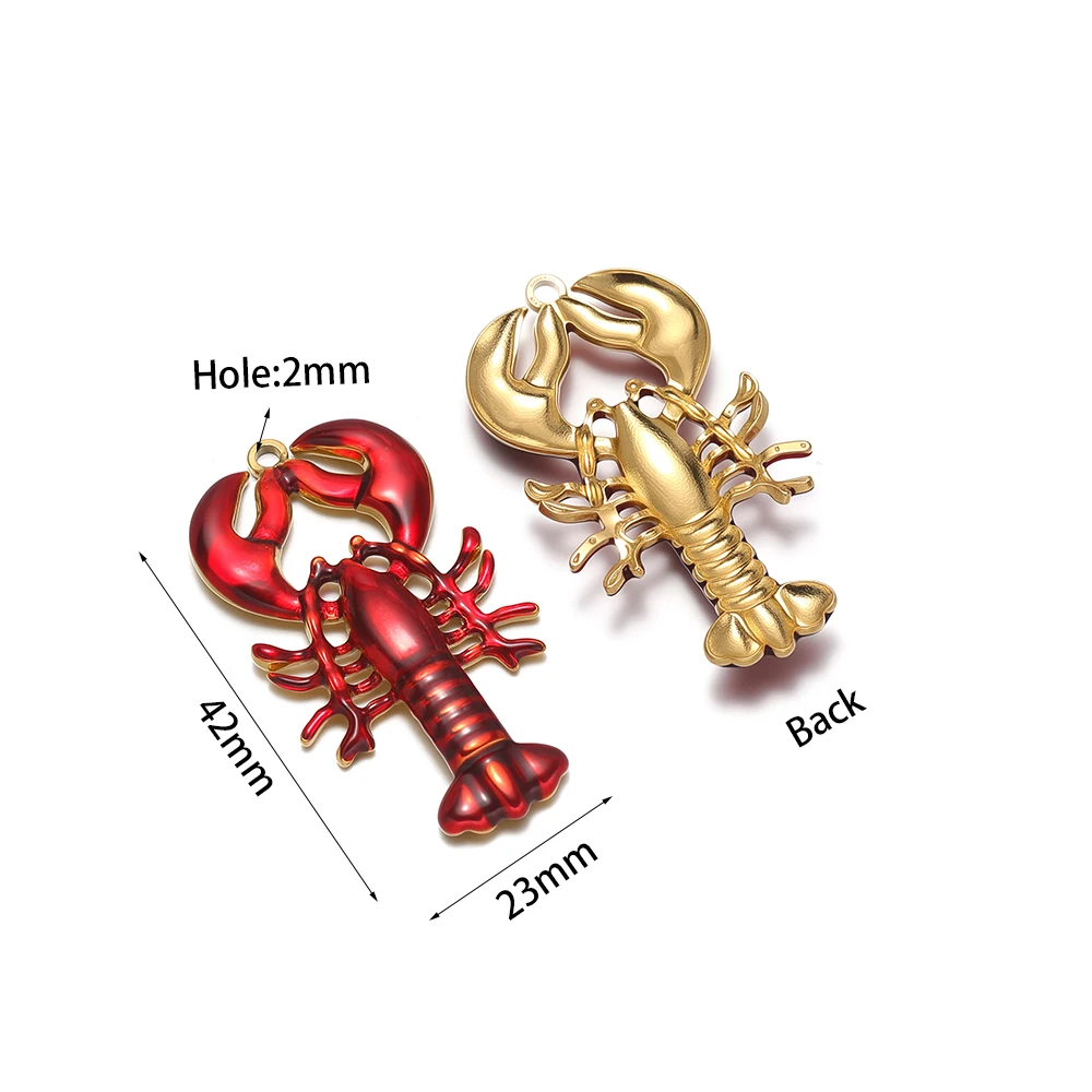 4 Stück Edelstahl-Emaille-Karabiner-Anhänger, niedlicher Krabben-Anhänger für DIY-Schmuck, handgefertigte Bastelarbeiten, Halsketten, Armbänder – Detail 1